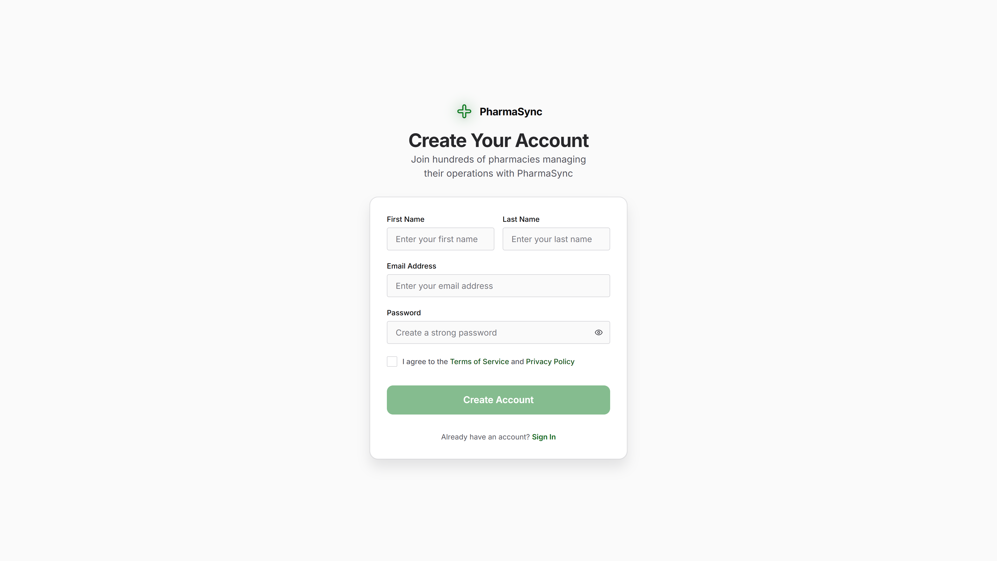Registration form